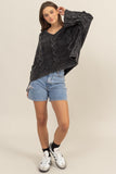 HYFVE Cable Knit V-Neck Dropped  Oversized Sweater