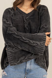 HYFVE Cable Knit V-Neck Dropped  Oversized Sweater
