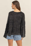 HYFVE Cable Knit V-Neck Dropped  Oversized Sweater