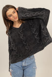 HYFVE Cable Knit V-Neck Dropped  Oversized Sweater