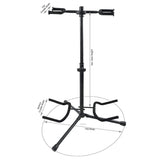 5 CORE Guitar Stand Black | Durable Double Guitar Stand with Neck Holder| Universal Floor Stand for Acoustic Electric Guitars, Bass, Banjos| Metal Folding Tripod Stand Holds 2 Guitars- GSH 2N1