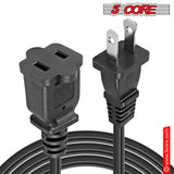 5 Core AC Power Cord 15 Ft US Polarized Male to Female 2 Prong Extension Adapter Cords 16AWG 125V 1/2/12 Pc - EXC BLK 15FT
