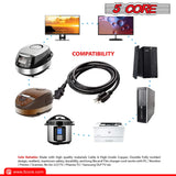 5 Core 6 Feet 3 Prong Replacement AC Wall Power Cord for LCD Computer Monitor PS3 Premium Quality Copper Wire - PC 1001