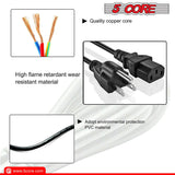 5 Core 6 Feet 3 Prong Replacement AC Wall Power Cord for LCD Computer Monitor PS3 Premium Quality Copper Wire - PC 1001