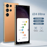 8GB+256GB I24 Ultra Android 13 Smartphone - 6.8"HD Display, 6000mAh Battery, Built-in Stylus Pen, Unlocked Cell Phone For Global Use(Orange)